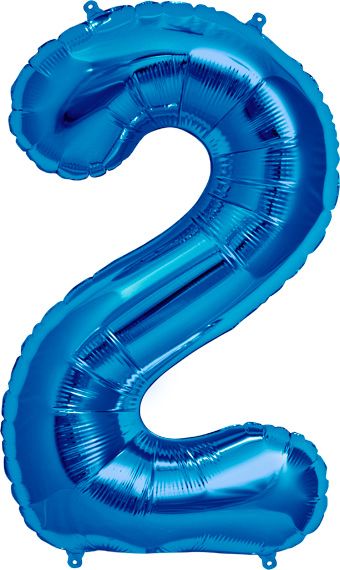 Number 2 Blue Balloon - 3-Pack - Image 1
