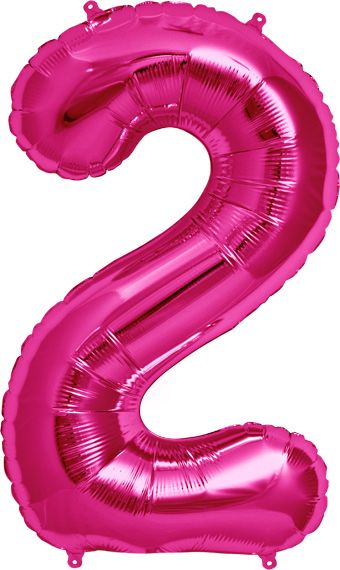 Number 2 Balloon - 3-Pack Magenta Foil - Image 1