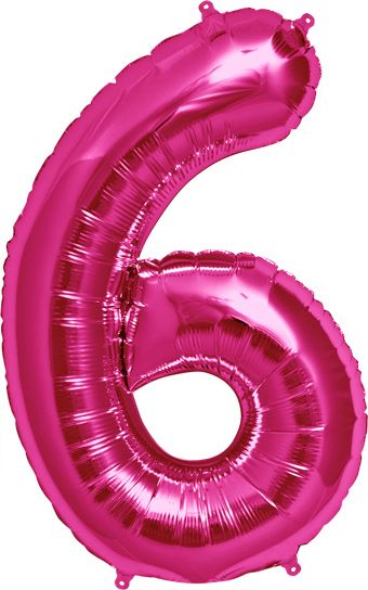Number 6 Balloon 3-Pack - Magenta Foil - Image 1