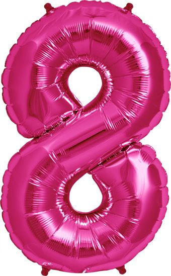 Number 8 Balloon - 3-Pack Magenta Foil - Image 1