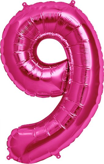Number 9 Balloon - 3-Pack Magenta Foil Birthday Decor - Image 1
