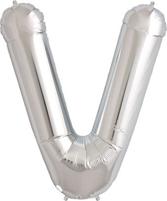 Silver Letter V Balloon - 3-Pack - Image 1