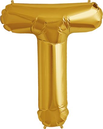 Gold Letter T Balloon - 3-Pack - Image 1