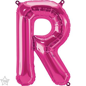 Letter R Balloon - 5-Pack Magenta Foil - Image 1