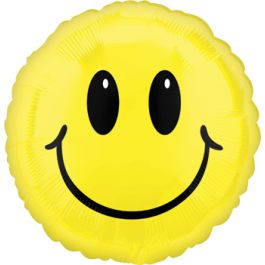 Yellow Smiley Face Foil Balloon 18 Inch - Happy Birthday - Image 1