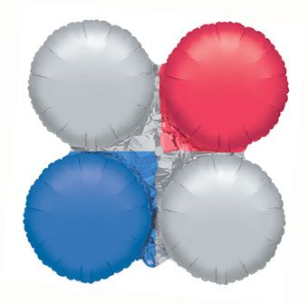 Red Silver Blue Foil Balloon Arrangement - Party Decor - Image 1