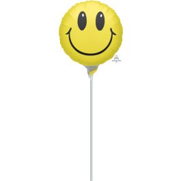 Yellow Smiley Face Balloon 9 Inch Foil - Party Supplies - Image 1