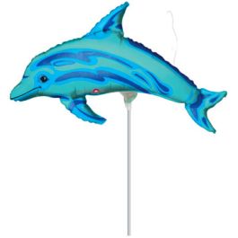 Blue Dolphin Foil Balloon - Ocean Blue Air Filled - Image 1