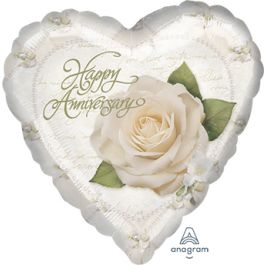 White Rose Heart Foil Balloon 9 Inch - 5-Pack - Image 1