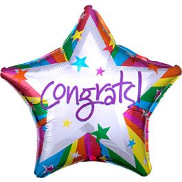 Rainbow Congrats Star Balloon 19 Inch Foil | Celebration Decor - Image 1
