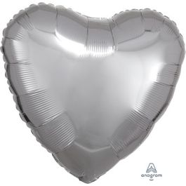 Silver Heart Foil Balloon 18 Inch - 5-Pack - Image 1