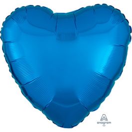 Blue Metallic Heart Foil Balloon 18 Inch - Party Decor - Image 1