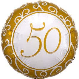 Gold 50th Celebration Balloon 18 Inch - 5-Pack - Image 1