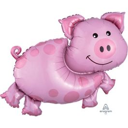 Pink Pig Balloon 35 Inch Large Shaped Novelty Balloon - Image 1