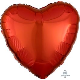 Orange Heart Foil Balloon 18 Inch - 5-Pack - Image 1