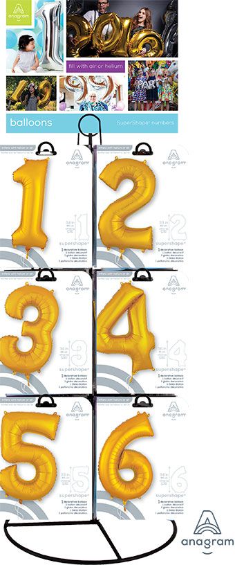 Gold Number Balloons 1-6 - Party Supplies - Image 1