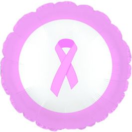 Pink Breast Cancer Ribbon Balloon 9 Inch Foil Decoration - Image 1
