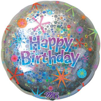 Holographic Birthday Balloon - 12" - Image 1