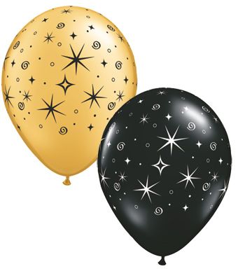 Sparkles & Swirls Balloons Black & Gold - Party Supplies - Image 1