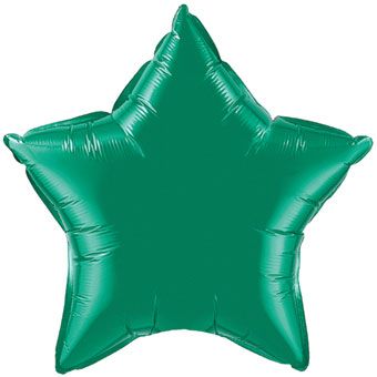 Emerald Green Star Balloons - 5-Pack - Image 1