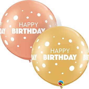 Happy Birthday Balloons Rose Gold & Gold Pack of 2 - Image 1
