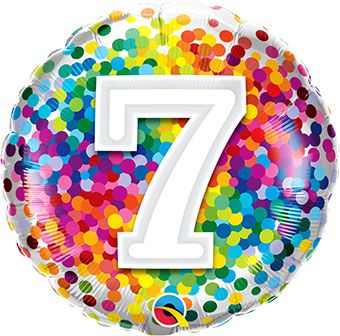 Rainbow Confetti Balloon 5-Pack - 7 Birthday - Image 1