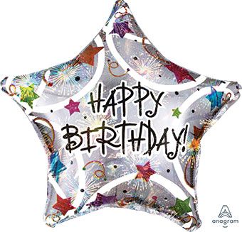 Happy Birthday Star Balloons - 5-Pack - Image 1