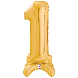Gold Number 1 Balloon 25 Inch - Stand Up Air Fill - Image 1