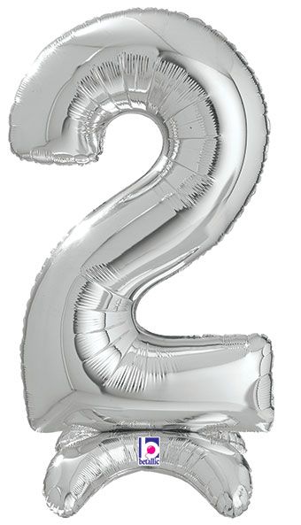 Silver Number 2 Balloon 25" Stand Up Foil - Image 1