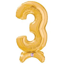 Gold Number 3 Foil Balloon 25 Inch - Milestone Birthday Decor - Image 1