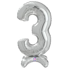 Silver Number 3 Foil Balloon 25 Inch - Image 1
