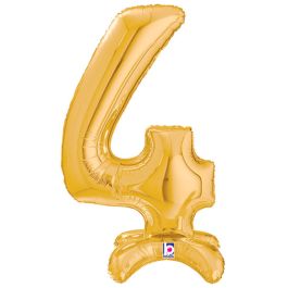 Gold Foil Number 4 Balloon - Large Milestone Birthday Decor - Image 1