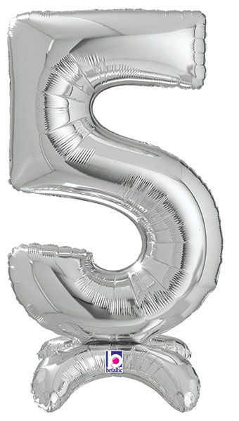 Silver Number 5 Balloon 25 Inch Stand Up - Image 1