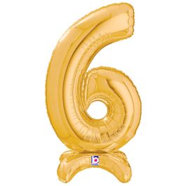 Gold Number 6 Foil Balloon - Milestone Birthday Decoration - Image 1
