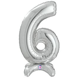 Silver Number 6 Foil Balloon 25 Inch - Image 1