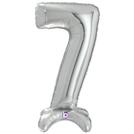 Silver Number 7 Foil Balloon - Milestone Birthday Decoration - Image 1