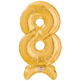 Gold Number 8 Foil Balloon - Large Decorative Accent - Image 1