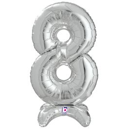 Silver Foil Number 8 Balloon - Milestone Birthday Decor - Image 1