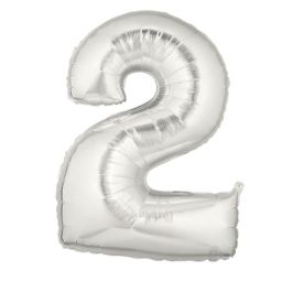 Silver Number 2 Foil Balloon - 7 Inch Birthday Decoration - Image 1
