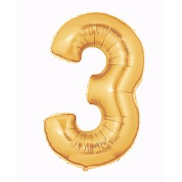 Gold Number 3 Balloon 7 Inch - 5-Pack - Image 1
