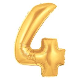 Gold Number 4 Foil Balloon - 7 Inch Birthday Decor - Image 1