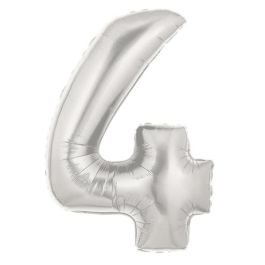 Silver Number 4 Foil Balloon - 7 Inch Milestone Decoration - Image 1