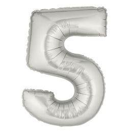 Silver Number 5 Balloon 7 Inch - 5-Pack - Image 1