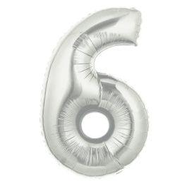 Silver Foil Number 6 Balloon | 7 Inch Party Decoration - Image 1