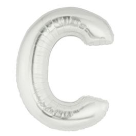 Silver Letter C Foil Balloon - 7 Inch Party Decoration - Image 1