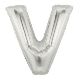 Silver Letter V Balloon 7 Inch - 5-Pack - Image 1