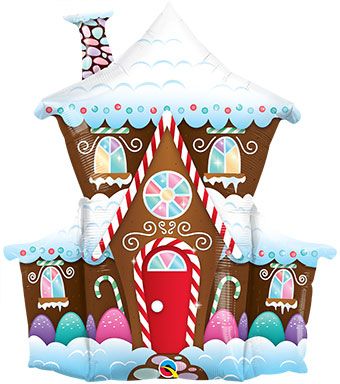 Gingerbread House Balloons - 3-Pack - Image 1