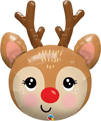 Red-Nosed Reindeer Balloons - 3-Pack - Image 1