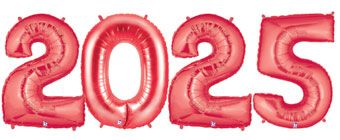 2025-Pack Red Foil Balloons - 2025 Count - Image 1