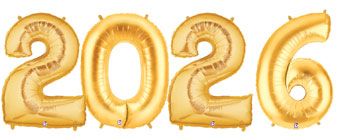 2026-Pack Gold Foil Balloons - 2026 Count - Image 1